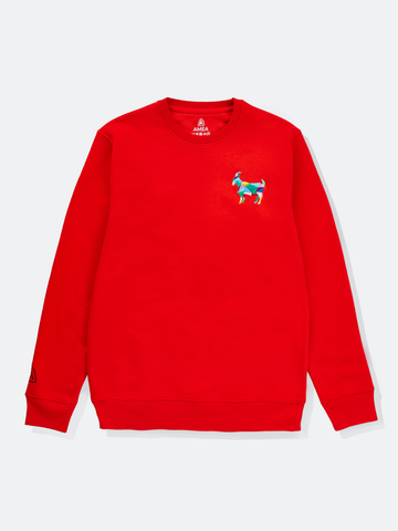 AMEA - Goat - Red - Embroidered Lunar Chinese Zodiac Jumper