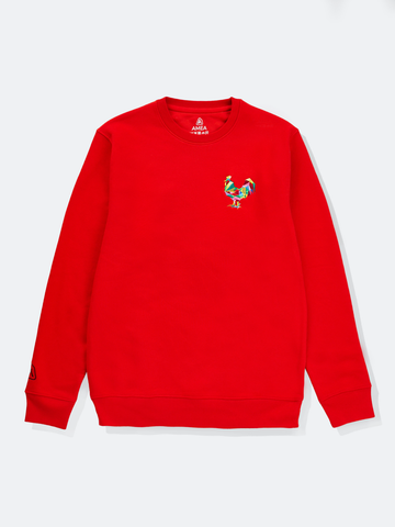 AMEA - Rooster - Red - Embroidered Lunar Chinese Zodiac Jumper